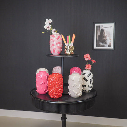 Vase - Bisous - Céramique - Rouge - 17x17x27cm