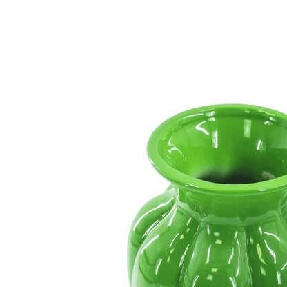 Vase à fleurs - Vase plissé - Céramique - Vert - 16,5x16,5x29,5 cm
