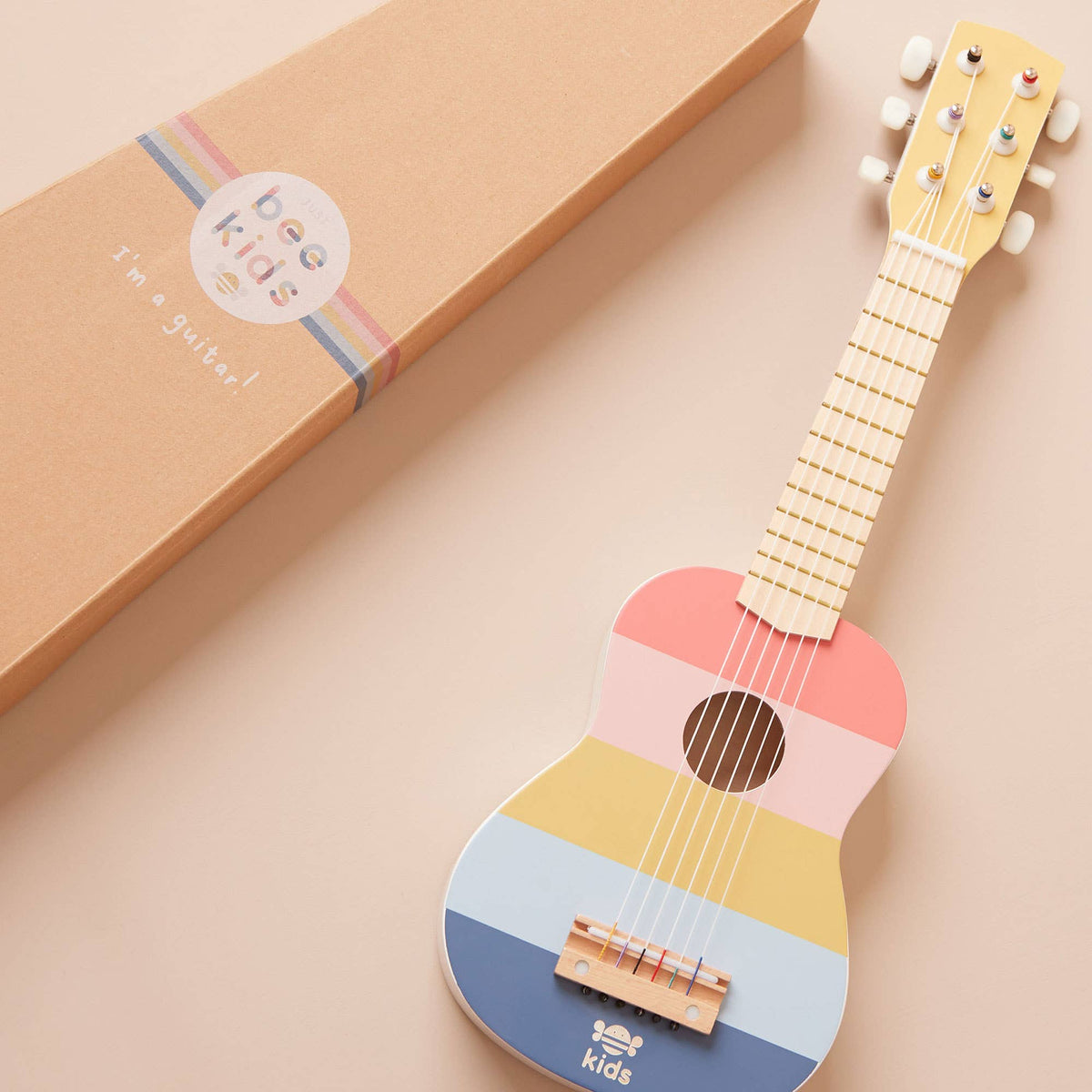 Giocattolo di chitarra a strisce in legno per bambini