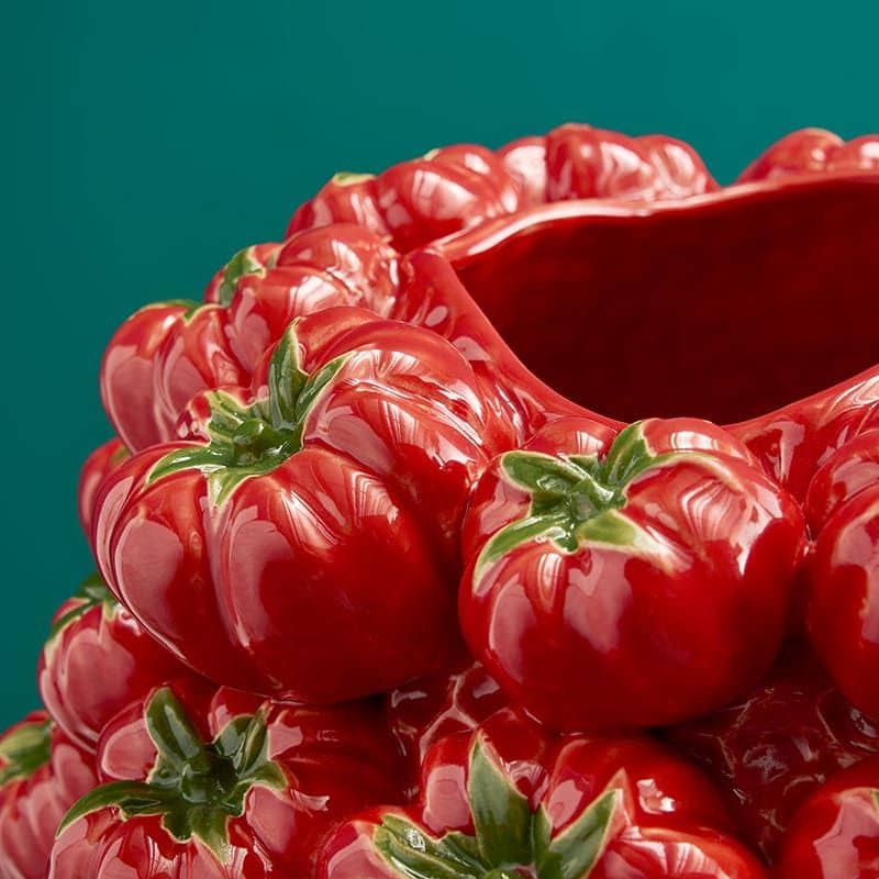 Tomato Vase, Red Stoneware, 33.5 x 32 x 33 cm Handmade