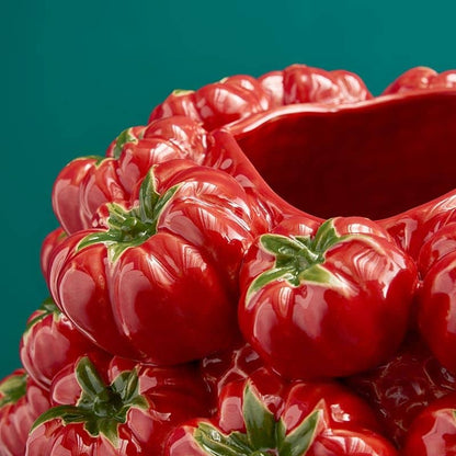 Tomato Vase, Red Stoneware, 33.5 x 32 x 33 cm Handmade
