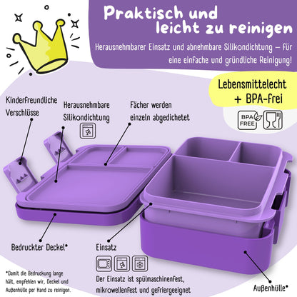 Brotdose mit Fächern, leicht & auslaufsicher - Einhorn GLOW