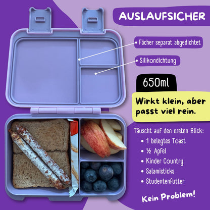 Brotdose mit Fächern, auslaufsicher - Schmetterling GLOW