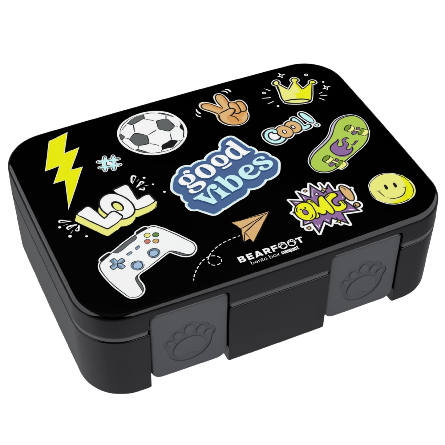 Brotdose mit Fächern, leicht & auslaufsicher - Sticker schwarz
