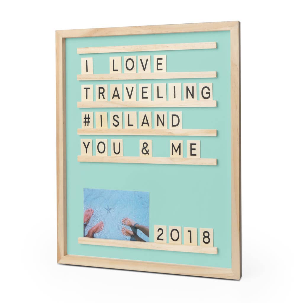 Letter and photo board, Souvenirs, green, wood