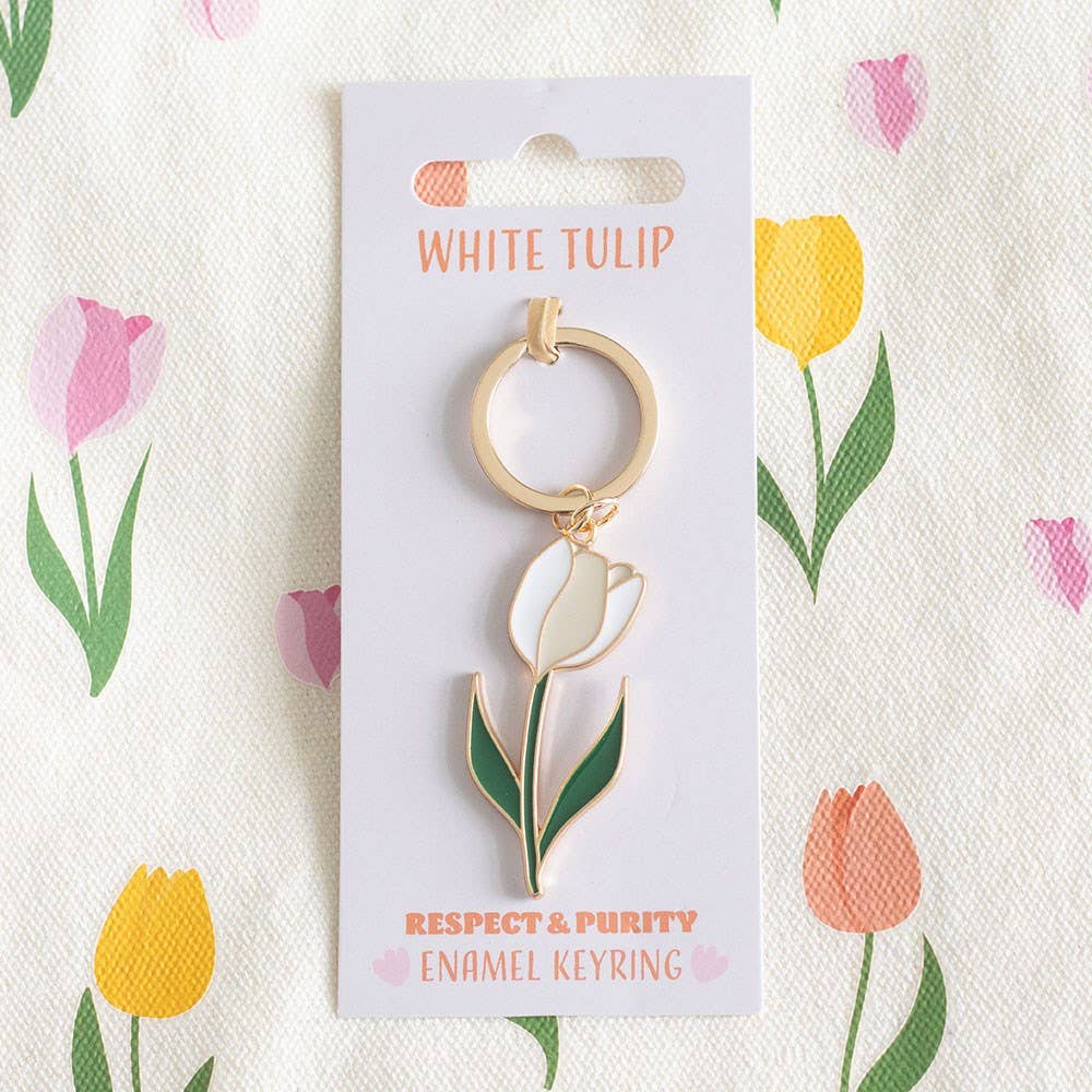 Portachiavi tulipano bianco