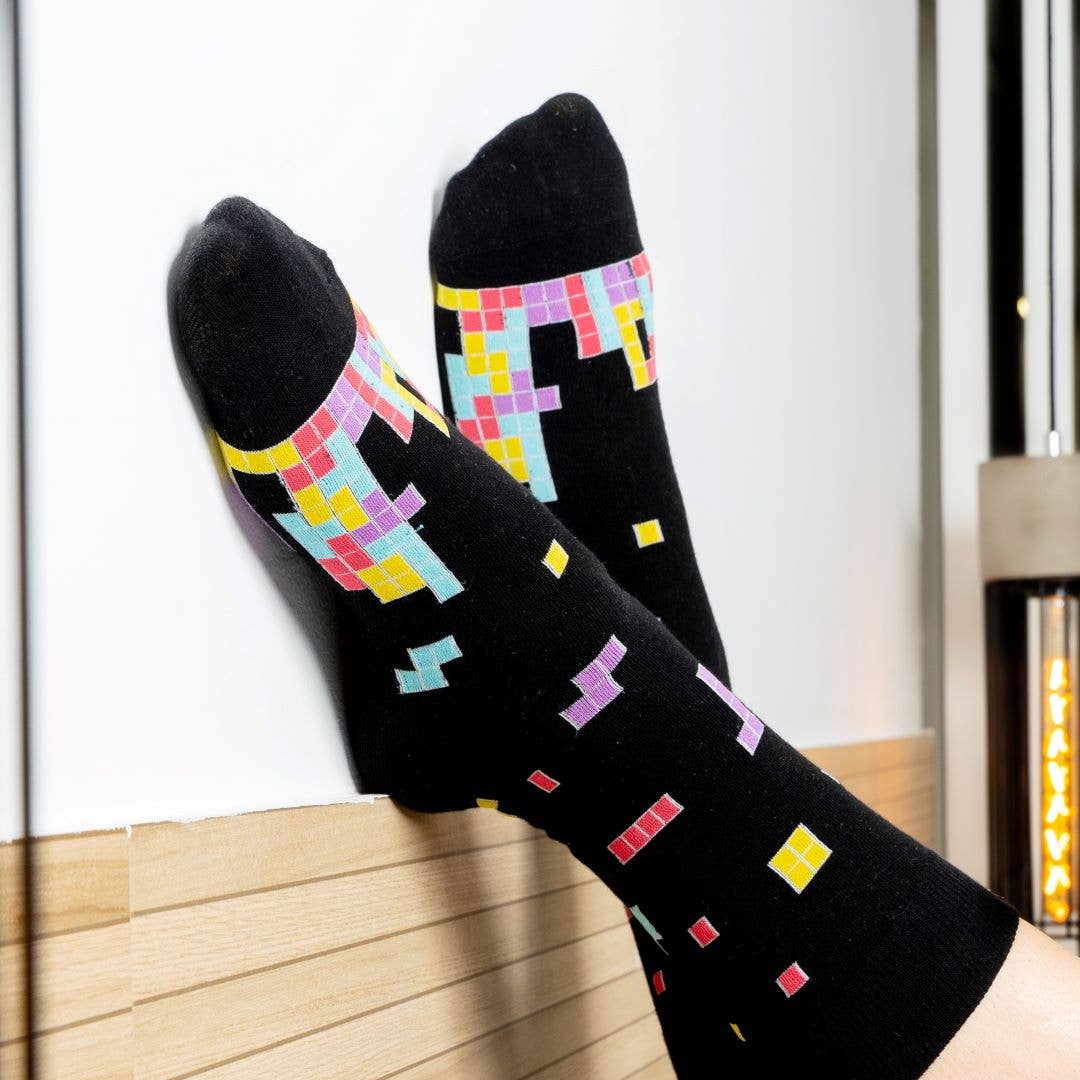 Durable and Playful Tetris Cotton Socks for Boys