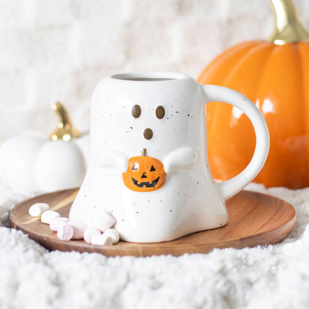 Ghost Mug with Pumpkin