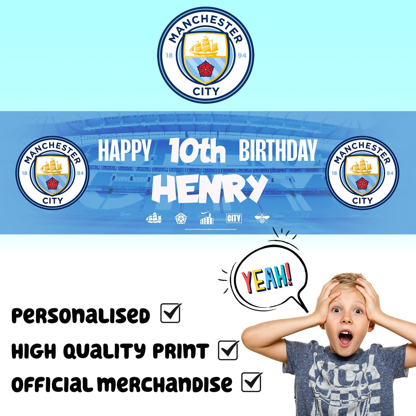 Manchester City Personalized Birthday Banner