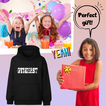 Fringoo Gymnastic Sweat à capuche for enfant Cotton Rich Soft Hooded Sweatshirt- Gymnast noir