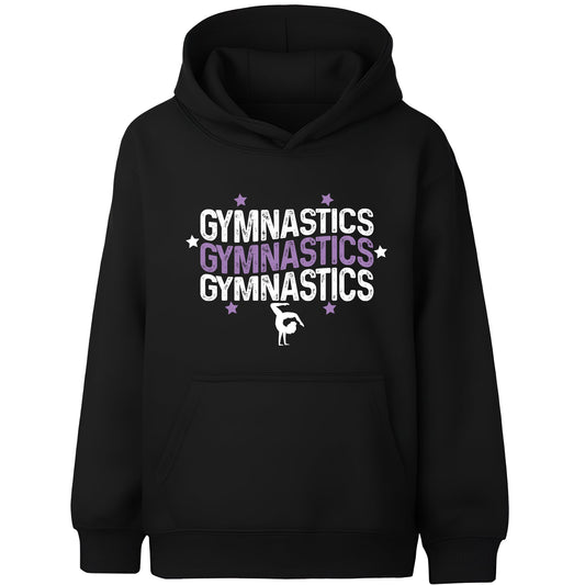 Fringoo Gymnastic Hoodie for Kids Cotton Rich Soft Hooded Sweatshirt - Gymnastics3 - Black