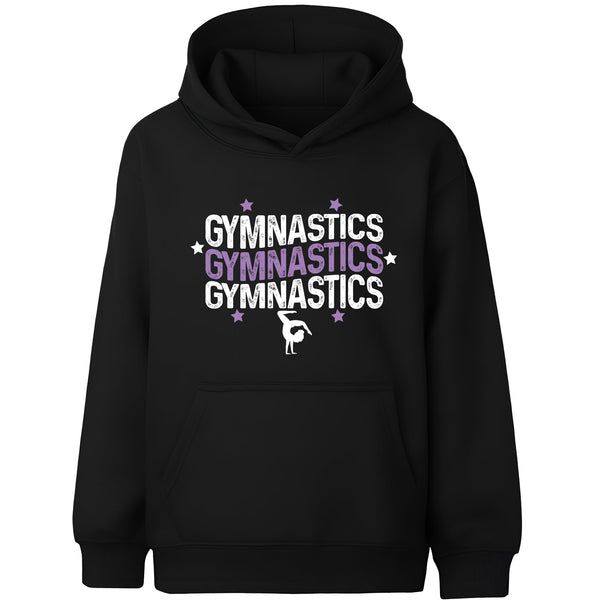 Fringoo Gymnastic Hoodie for Kids Cotton Rich Soft Hooded Sweatshirt - Gymnastics3 - Black
