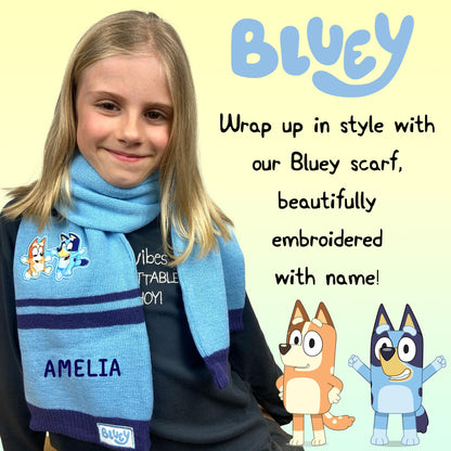 Bluey Children's Scarf Winter Woolly Scarf Soft and Warm Embroidered Name