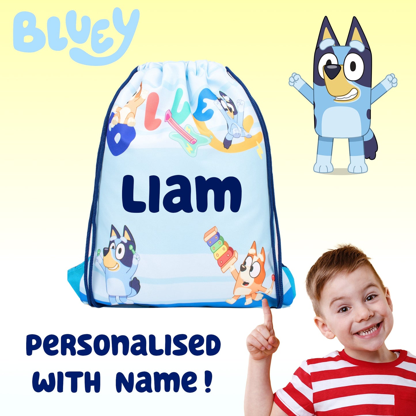 Personalized Drawstring Bag - Bluey (Blue)