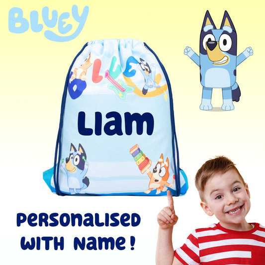 Personalized Drawstring Bag - Bluey (Blue)