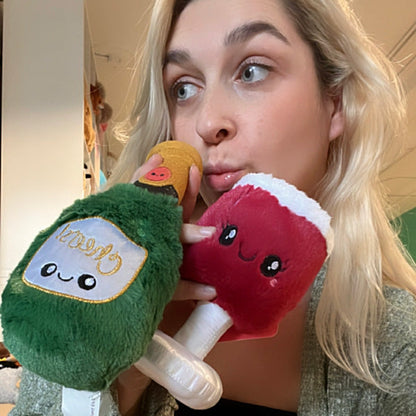 Peluche Boozy Buds Squishable – Bouteille de Champagne Shot-Sized