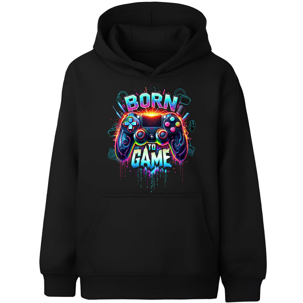 Sweat à capuche gaming – Fringoo gaming for Boys Cotton Rich Soft Hooded – Born to Game noir