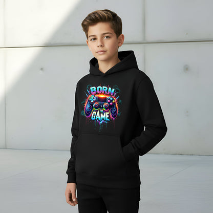 Fringoo gamer Sweat à capuche garçon Cotton Rich Soft Hooded Sweatshirt- Born to Game noir