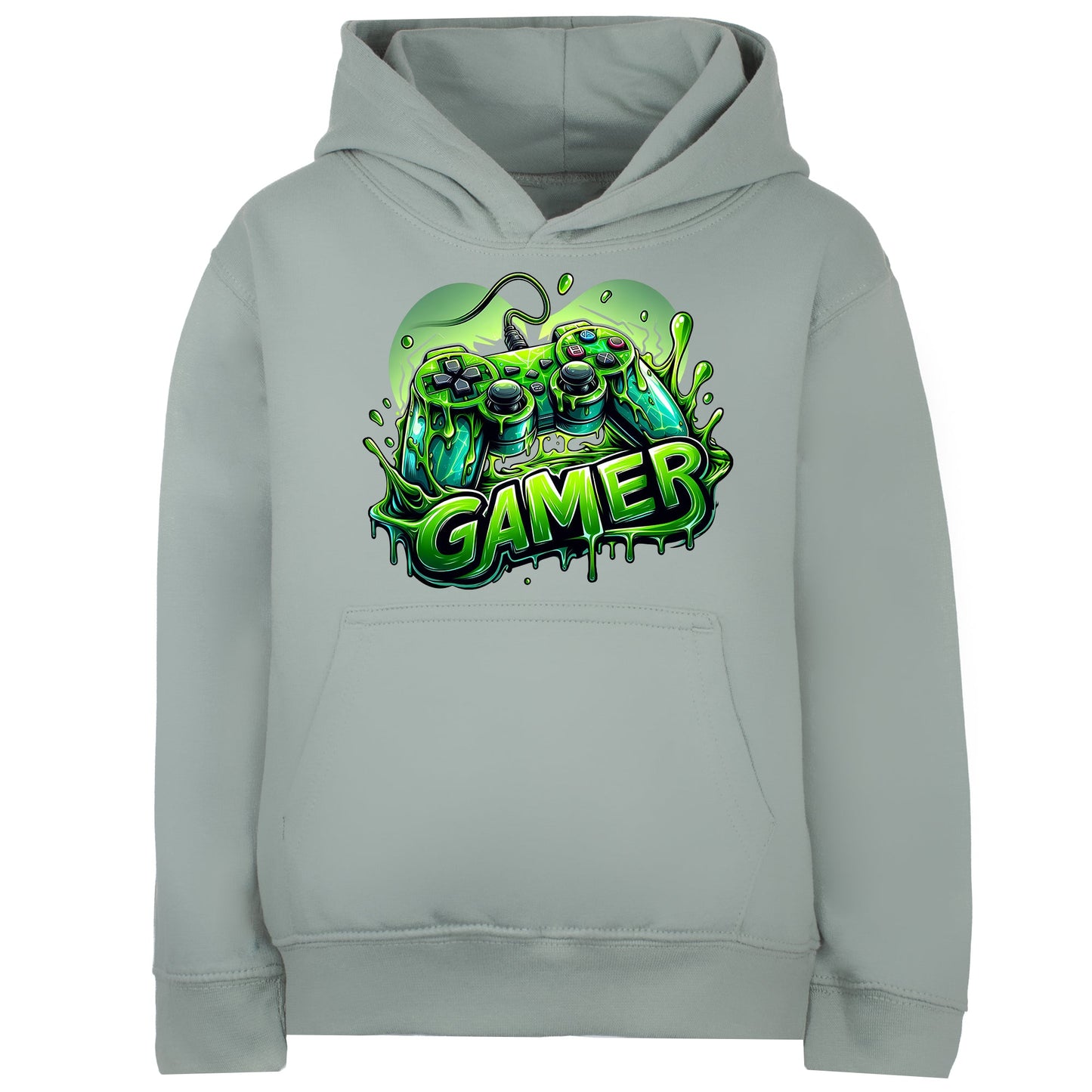 Fringoo Gamer Hoodie for Boys Cotton Rich Soft Hooded Sweatshirt - Gamer Green