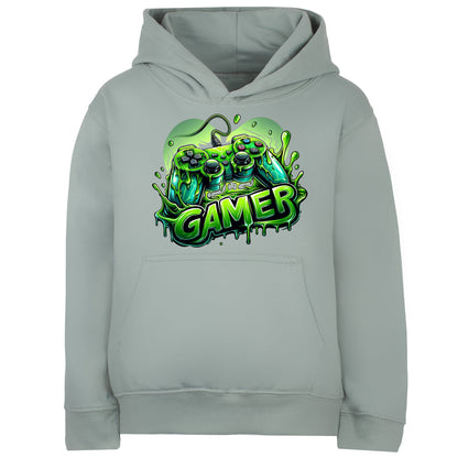 Fringoo Gamer Hoodie for Boys Cotton Rich Soft Hooded Sweatshirt - Gamer Green