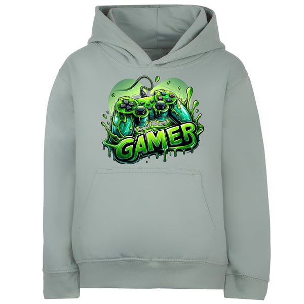 Fringoo Gamer Hoodie for Boys Cotton Rich Soft Hooded Sweatshirt - Gamer Green