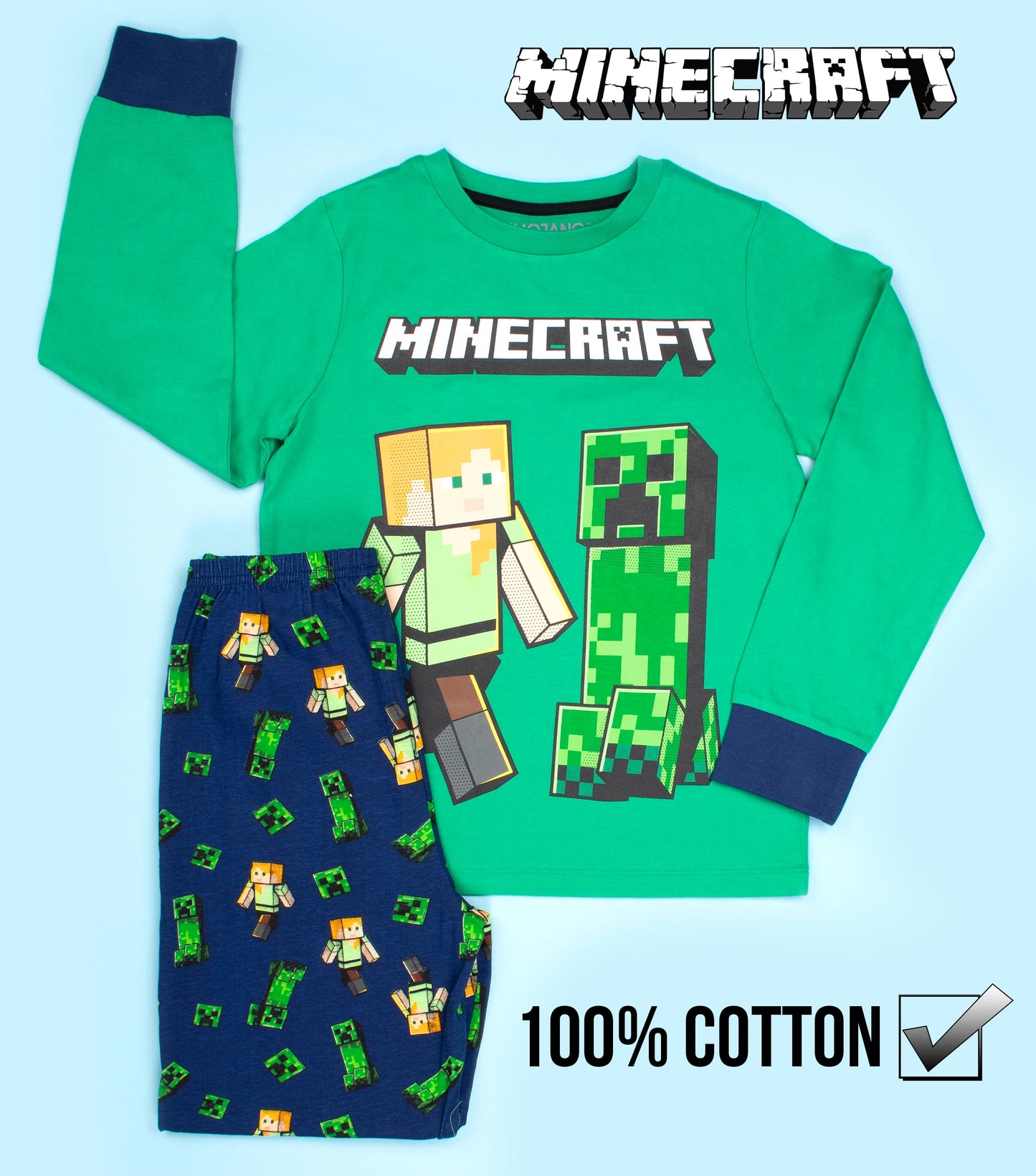 Minecraft Pyjamas – vert & bleu