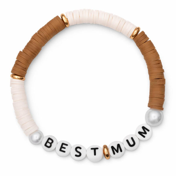Swifties BEST MUM Friendship Bracelet - Beige and White