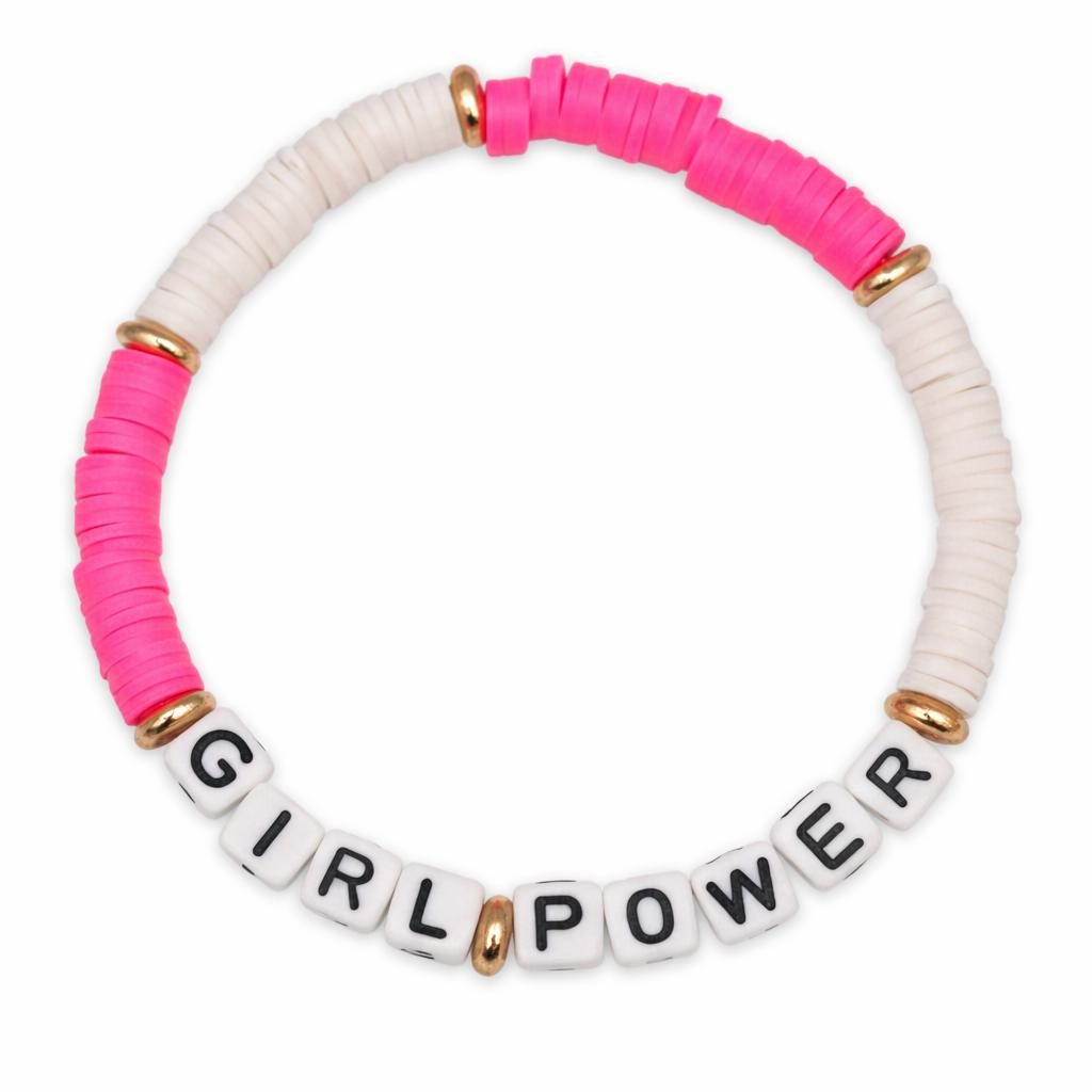 Swifties GIRL POWER Friendship Bracelet - Pink & White