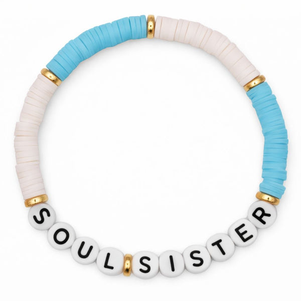 Swifties SOUL SISTER Friendship Bracelet - White & Light Blue