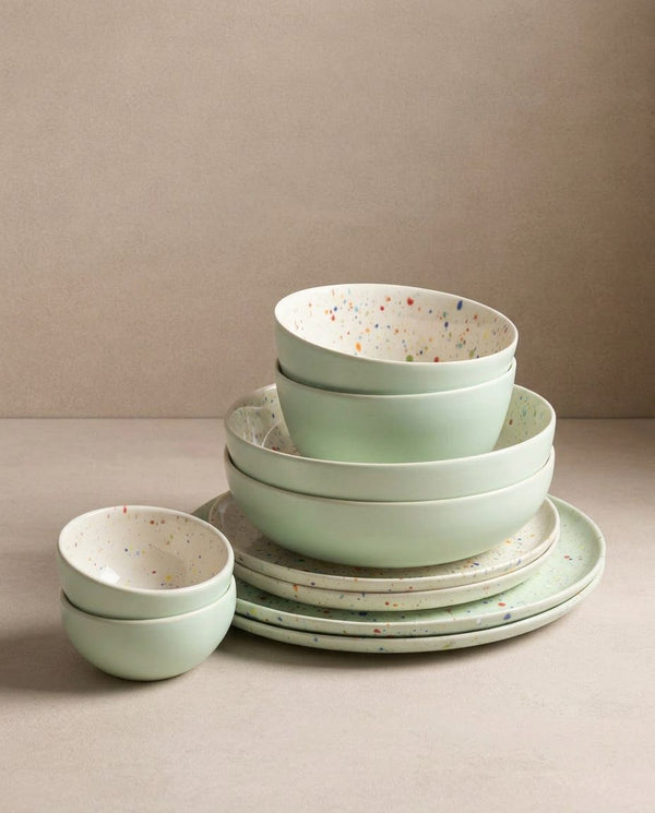 Breeze Party Duo Stoneware 10 Piece Set Green