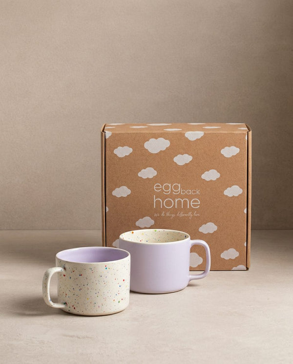 Duo de mugs Breeze Party In/Out en grès – 450 ml – Lilas