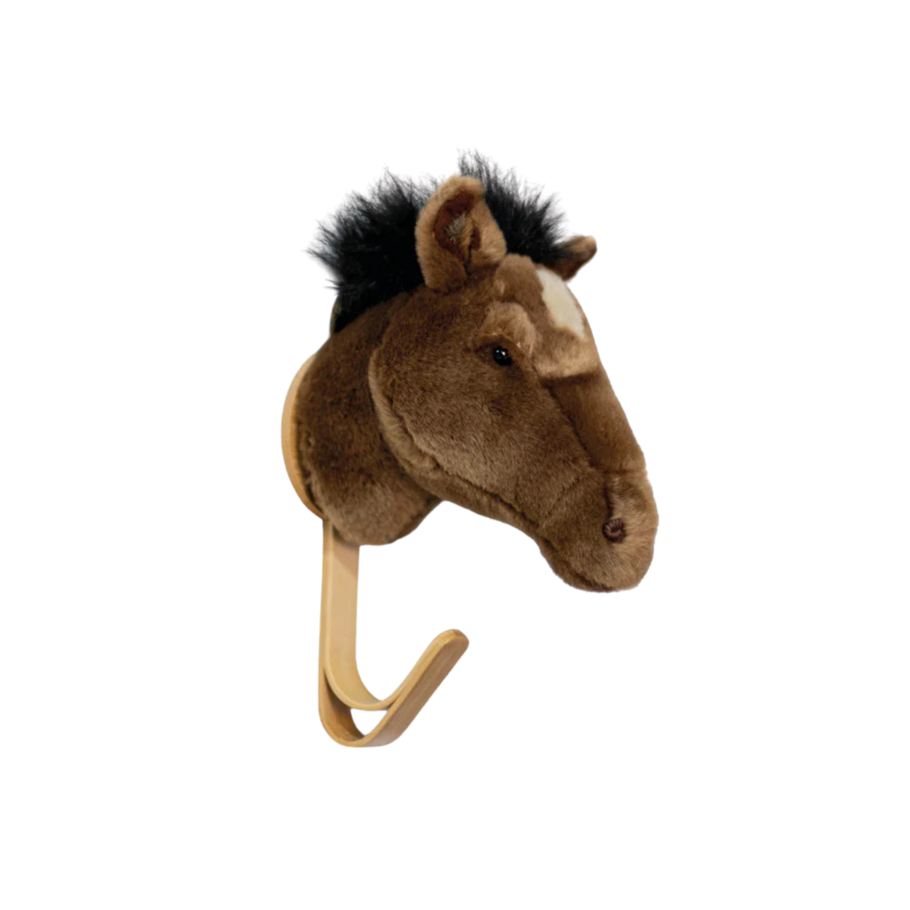 Porte-manteau peluche cheval brun