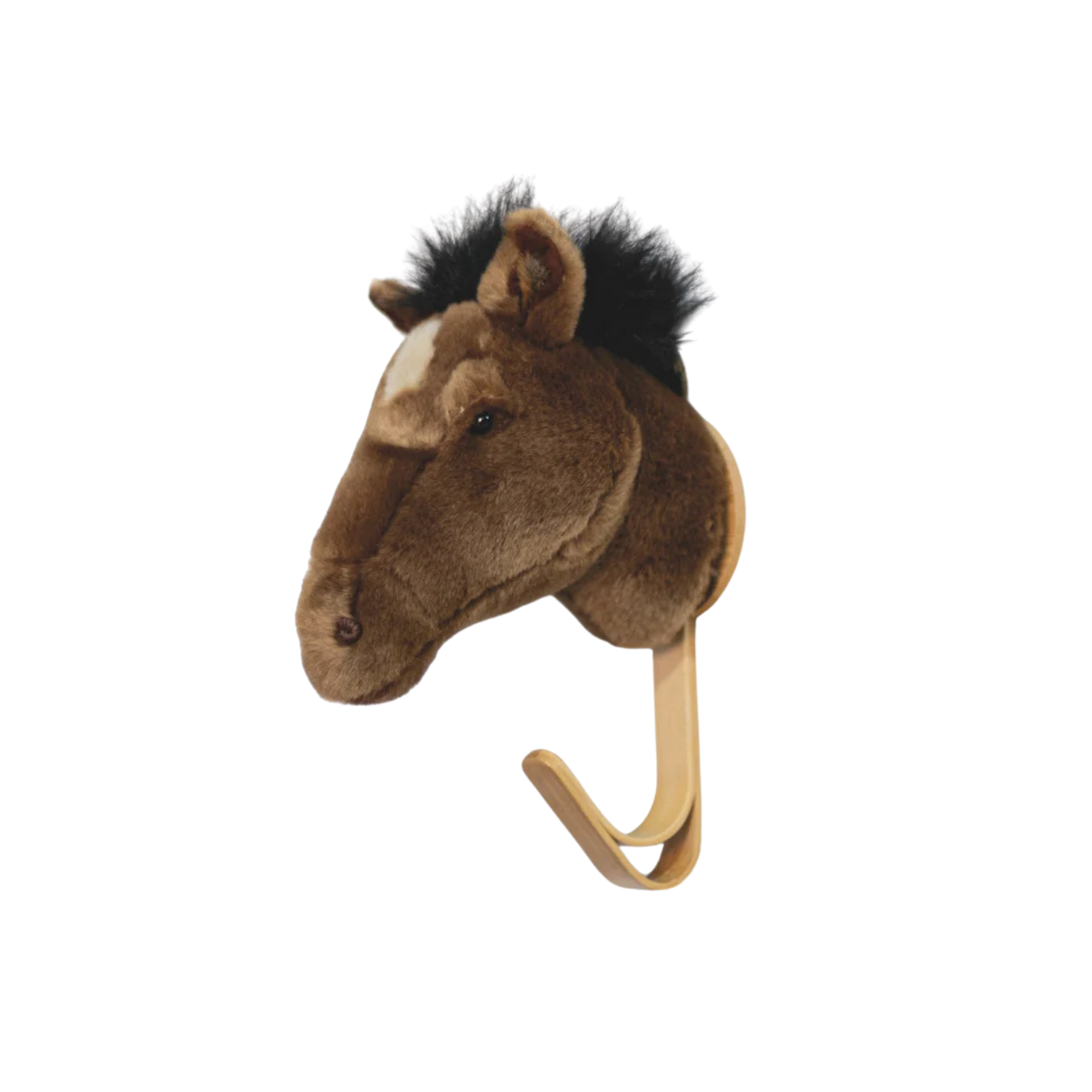Porte-manteau peluche cheval brun