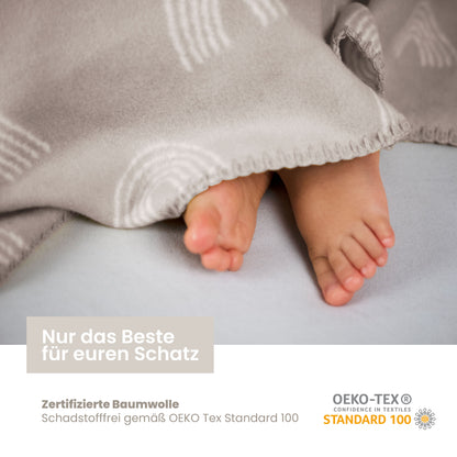 Organic Cotton Baby Blanket, Made in Germany, Rainbow - brown