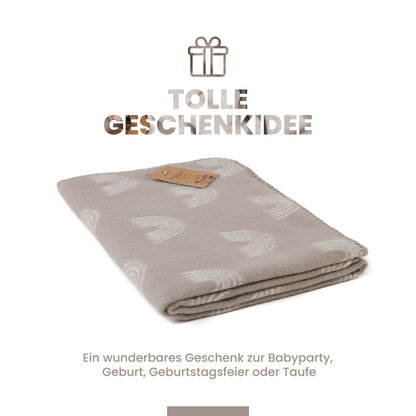 Organic Cotton Baby Blanket, Made in Germany, Rainbow - brown