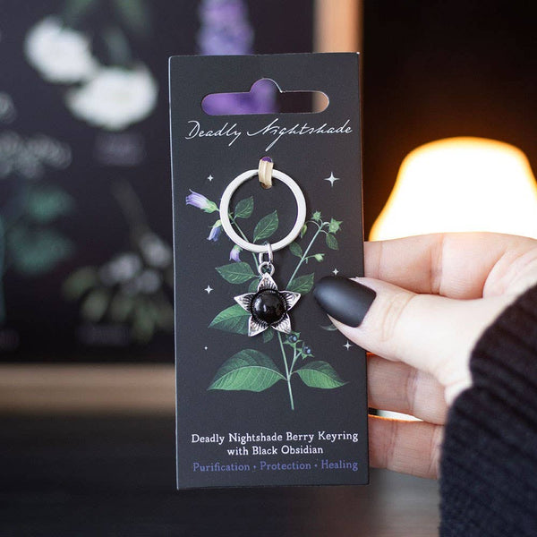 Belladonna Keychain with Black Obsidian