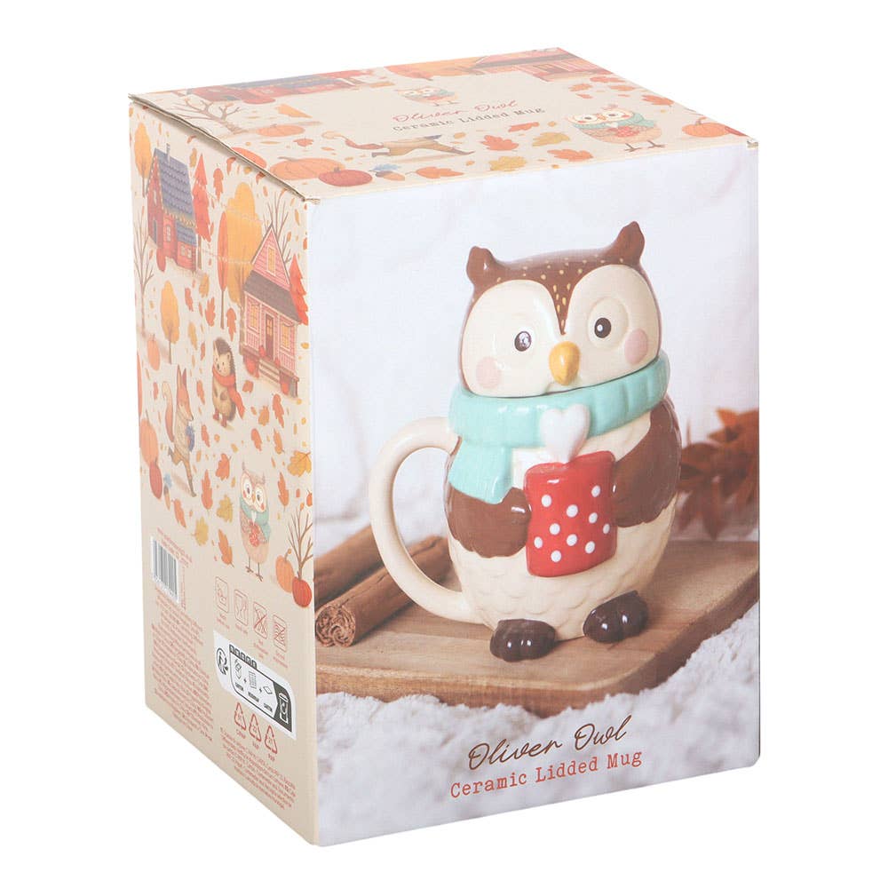 Mug with lid Oliver the owl