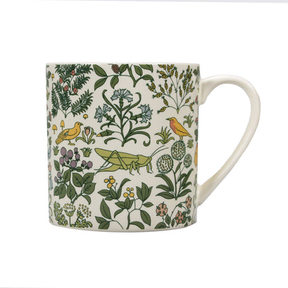 Voysey Ceramic Mug Botanical Garden Wildlife Cream