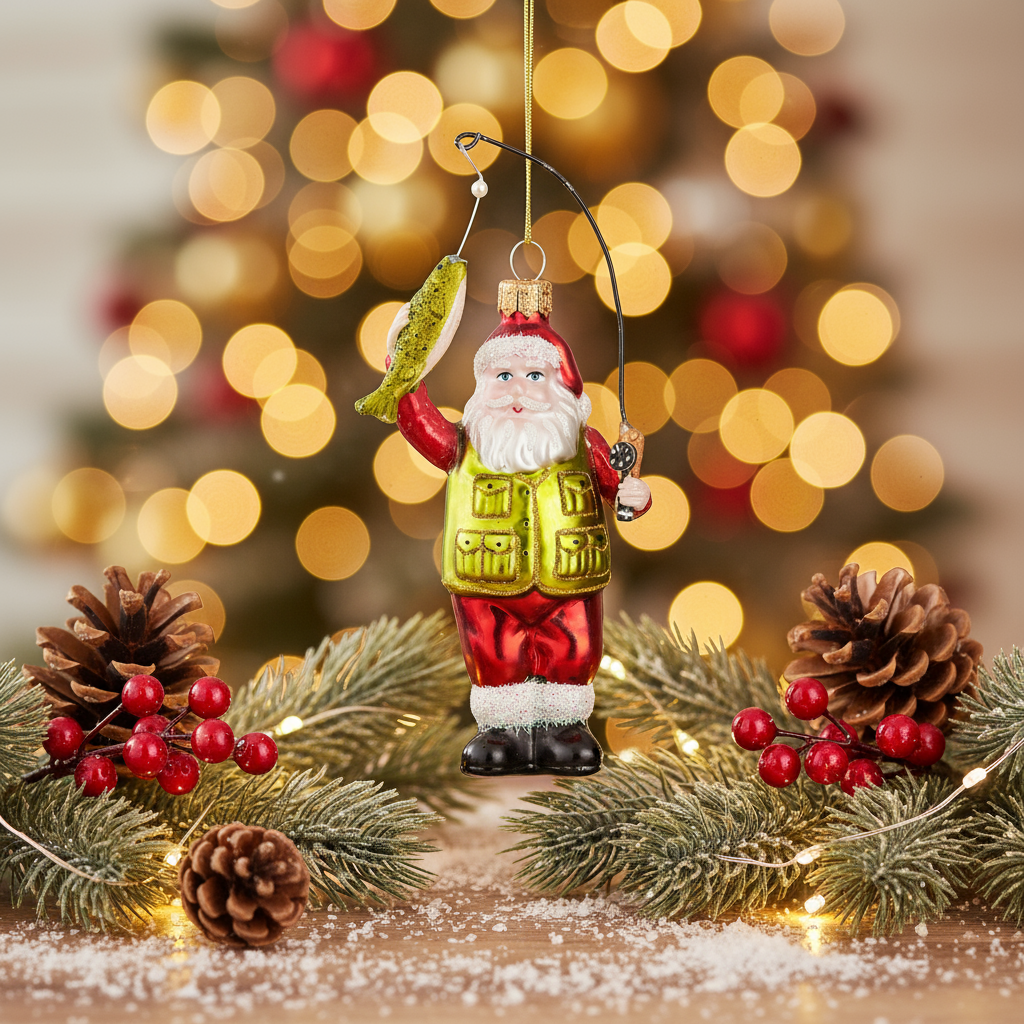 Fishing Santa Claus Christmas Ball