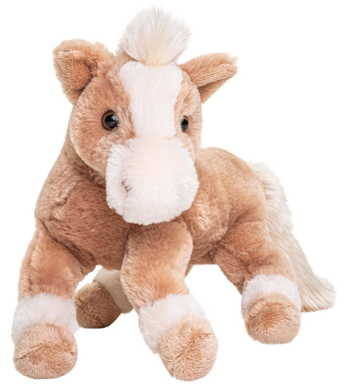 Peluche cheval marron couché clair très câlin