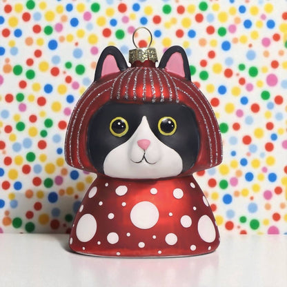 Yayoi Kusameow Kusama Black and White Cat Christmas Ornament