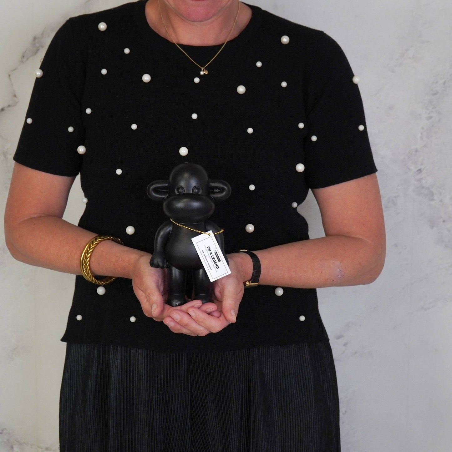 Ornament - Monkey Figurine 'The Legend' - Black - 11x7x19cm