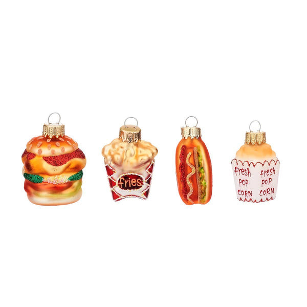 Mini Fast Food Christmas Ornaments 4-Pack