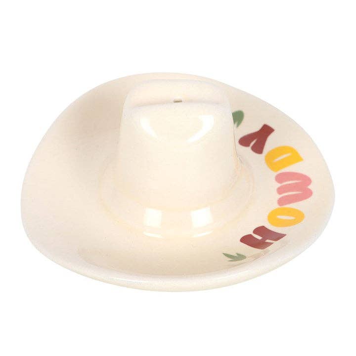 "Howdy" Cowboy Hat Ceramic Incense Burner