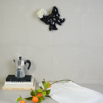 Wall Vase - Bowl Vase - Ceramic - Black - 19x18.5x5.5 cm