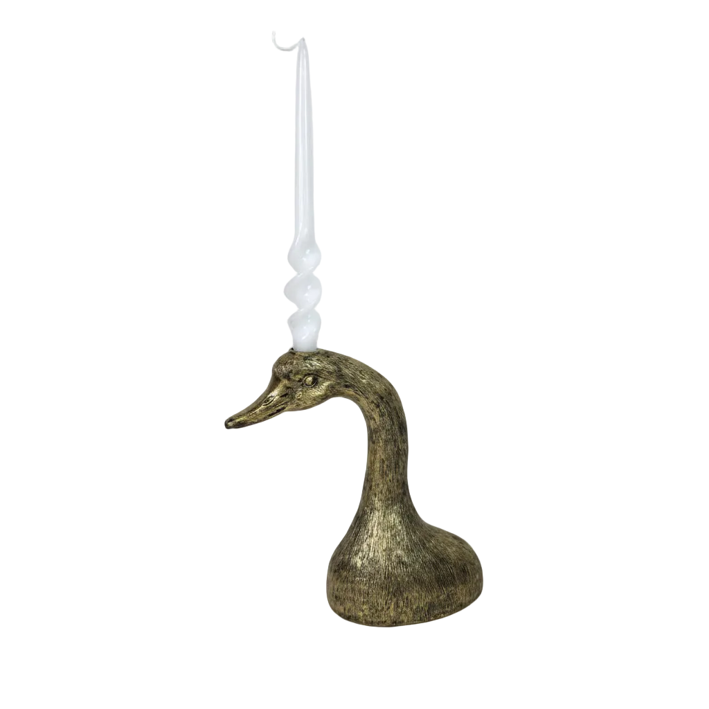 Antique gilt duck head shaped candlestick