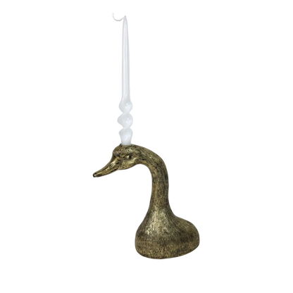 Antique gilt duck head shaped candlestick