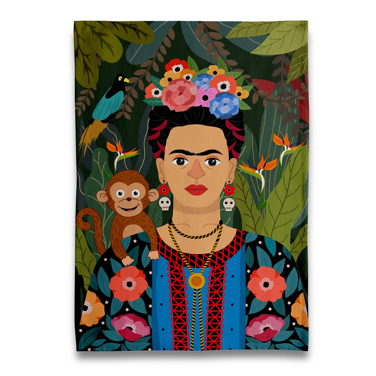 Frida Kahlo &amp; Monkey Tea Towel
