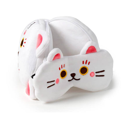 Relaxeazzz Lucky Cat Round Plush Travel Pillow