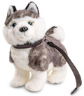 Peluche Chiot Husky Gris, Debout (avec Laisse) - 21 cm (Longueur)
